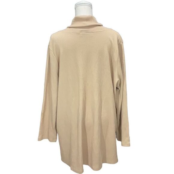 Roamans Beige Long Sleeve Waffle Knit Pullover Collared Sweater Women’s Size 1X - Picture 3 of 5